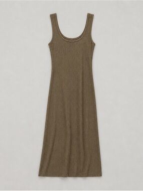 Ribbed Scoop Neck Maxi Dress - Brown